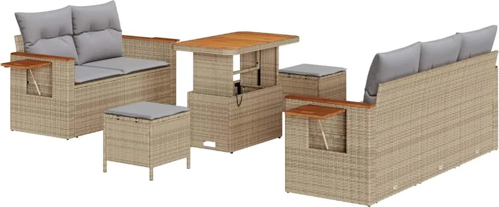 vidaXL Set de canapele pentru grădină 8 pcs Beige și gri deschis