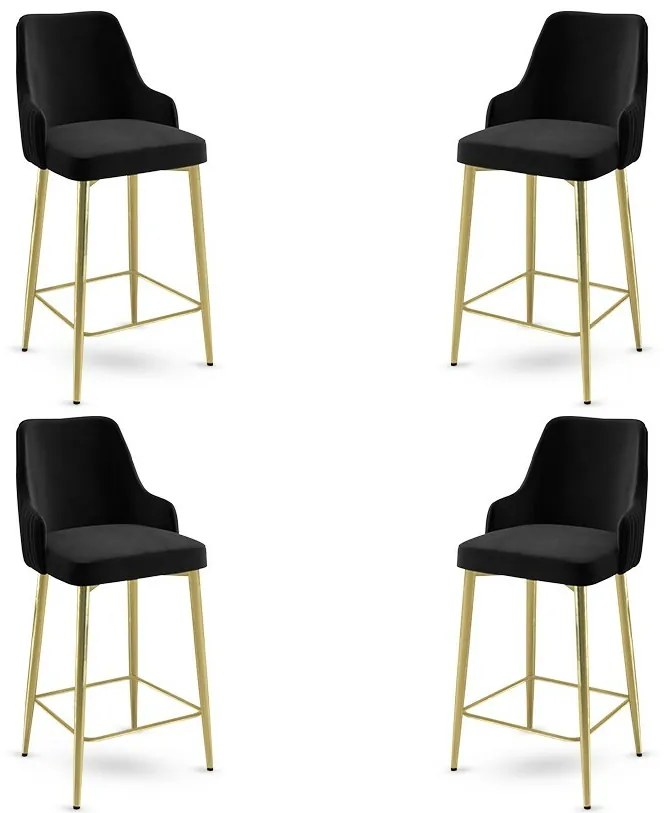 Set de scaune de bar Enox Black and Gold, 4 buc.