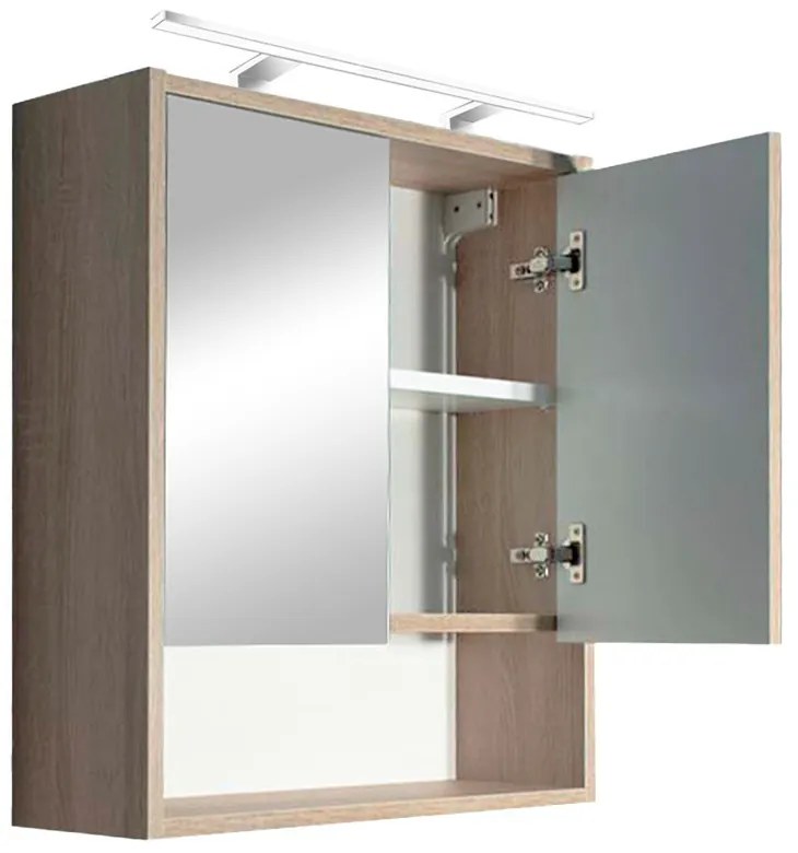 Dulap suspendat cu oglindă Luna 60, stejar Sonoma