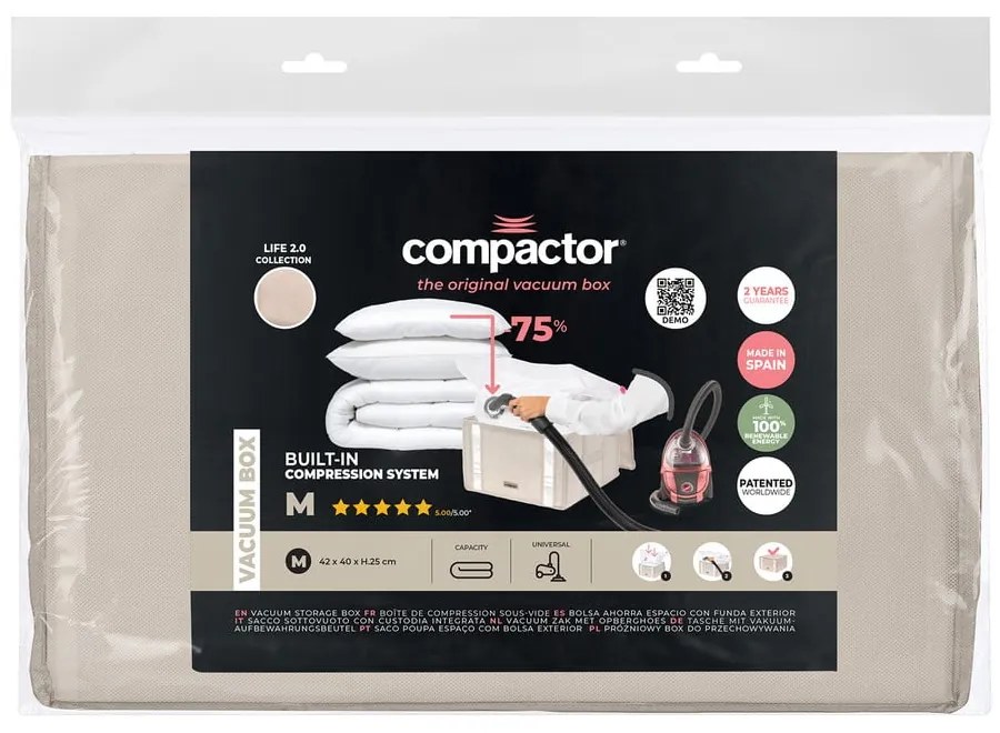 Cutie de depozitare pentru haine din material textil cu vacuum 42x40x25 cm Life – Compactor