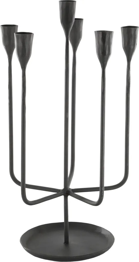 Sfesnic negru, din metal, cu 6 brate, H45