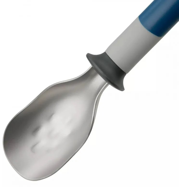 Lingura pentru inghetata Tasty 678024, Maner din cauciuc anti-alunecare, Otel inoxidabil, 23,5 cm, Albastru