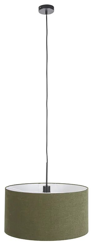 Lampă suspendată neagră cu abajur verde 50 cm - Combi 1