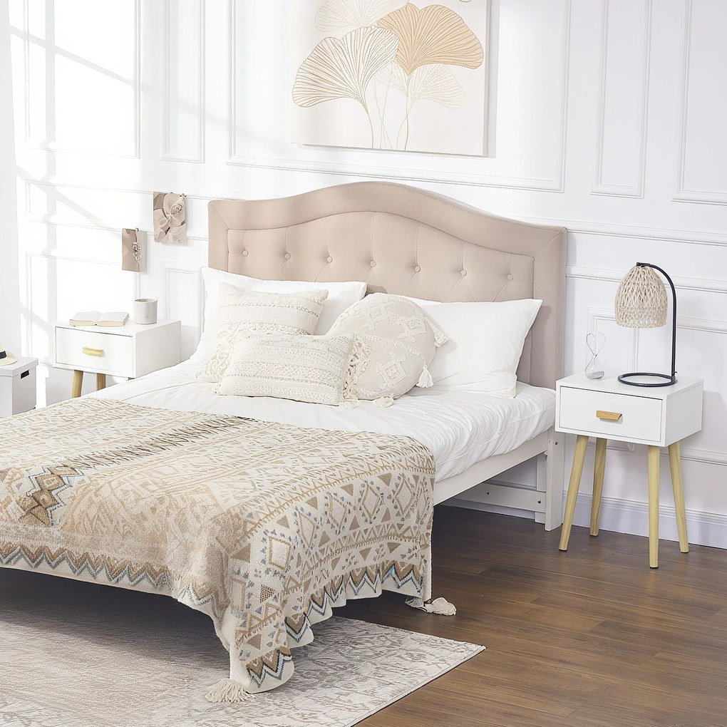 HOMCOM Set de 2 Noptiere pentru Dormitor cu Sertar, Pereche de Noptiere Moderne din Lemn, Măsuțe pentru Canapea, Living, Cameră de Zi și Dormitor, 40.5x30.5x60 cm, Culoare Stejar și Alb | Aosom Romania