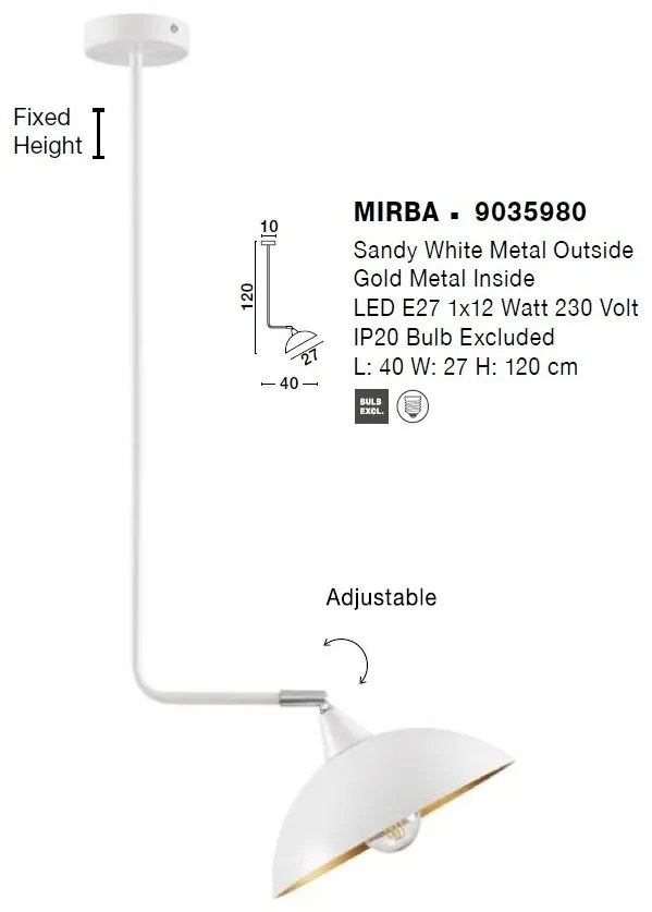 Lustra/Pendul design modern MIRBA alb