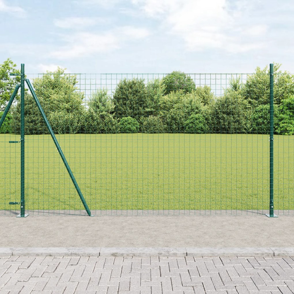 vidaXL Îngrădire cu stâlpi Verde 1.2 x 25 m Oțel