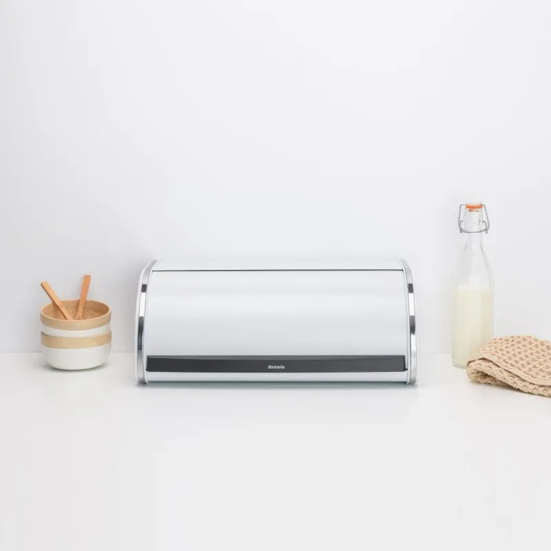 Cutie pentru paine Brabantia Roll Top 1003250, 16 L, 44.5x26 cm, Constructie usoars si robusta, Alb/Inox