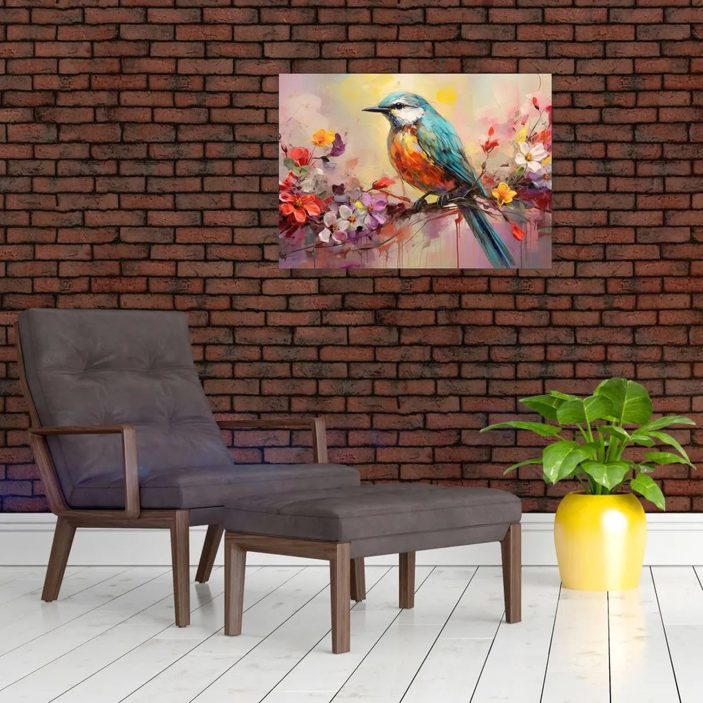 Tablou pe sticlă - Pictura de o pasăre (70x50 cm)