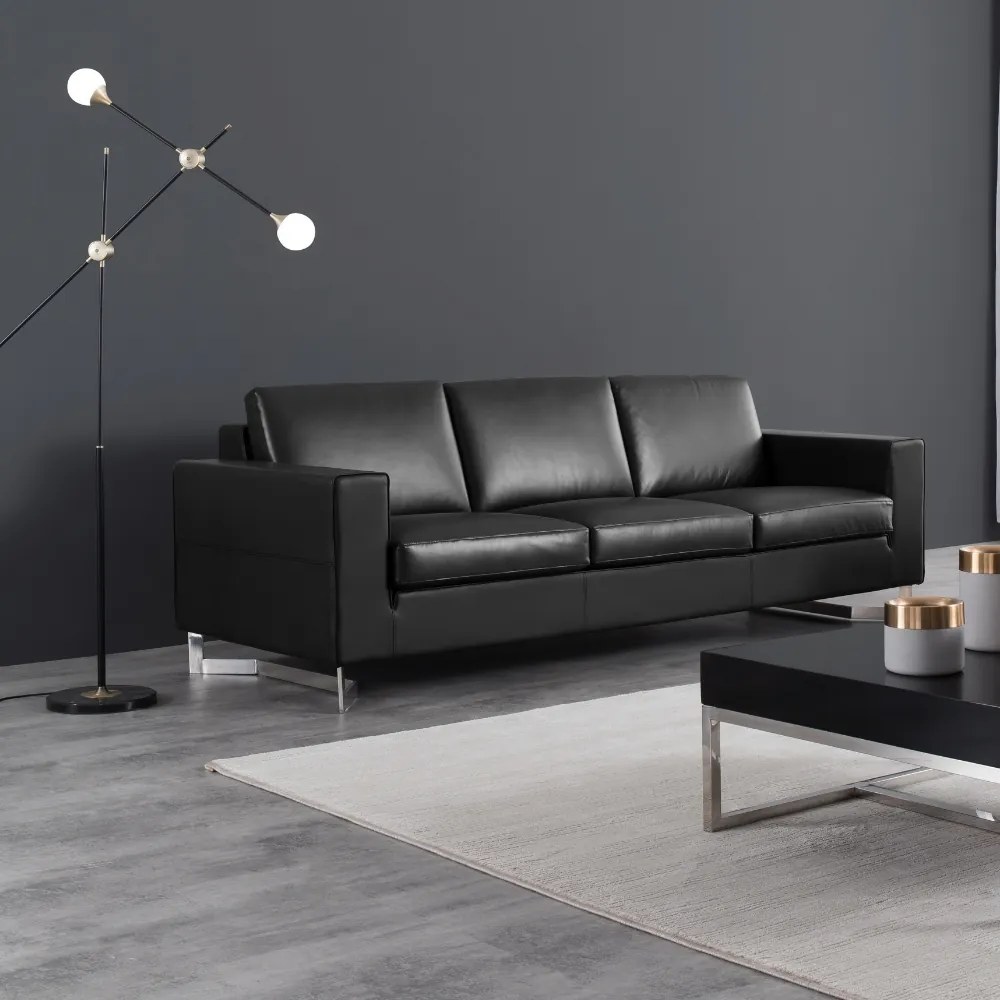 Canapea Herold, cu trei locuri, neagra