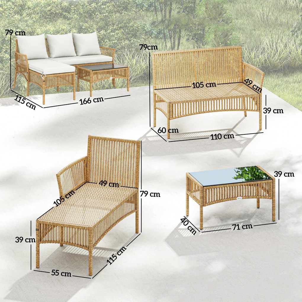 Outsunny Set de Mobilier de Grădină, Set de Grădină 3 Piese, Crem Natural | Aosom Romania