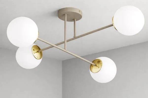 Brilagi - Plafonieră aplicată MILO ECRU 4xE27/60W/230V bej/auriu