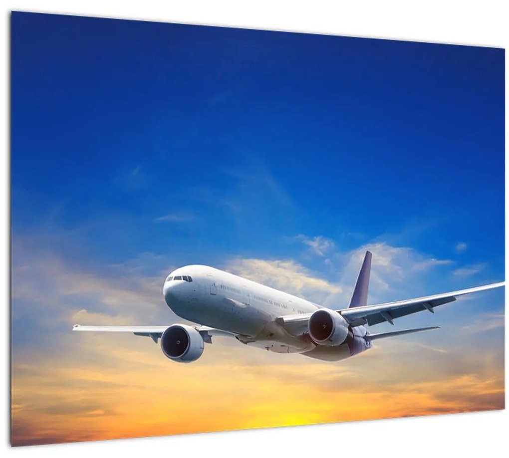 Tablou pe sticlă cu avion (70x50 cm)