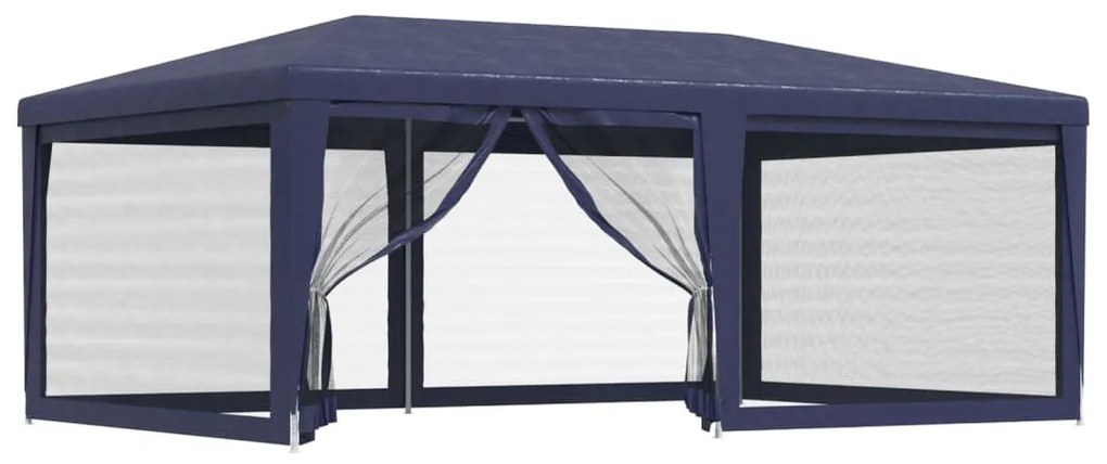 Cort de petrecere cu 6 pereti din plasa, albastru, 6x4 m, HDPE Albastru, 6 x 4 m