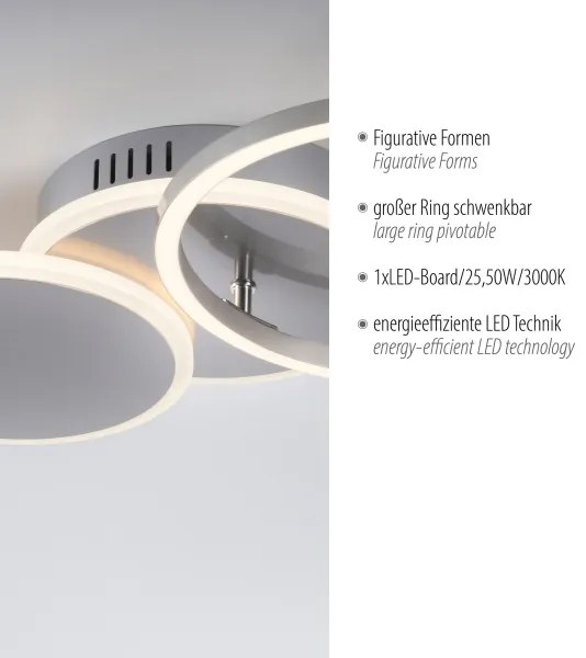Plafonieră LED/25,5W/230V crom mat Leuchten Direkt 14116-55