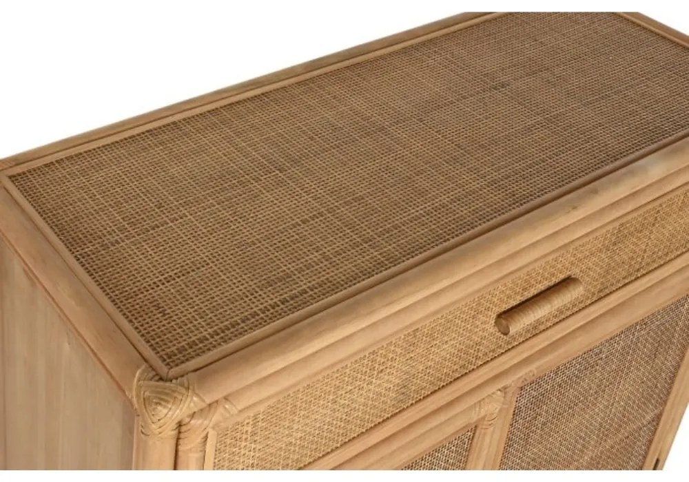 Bufet natur din lemn masiv si rattan, Cajon