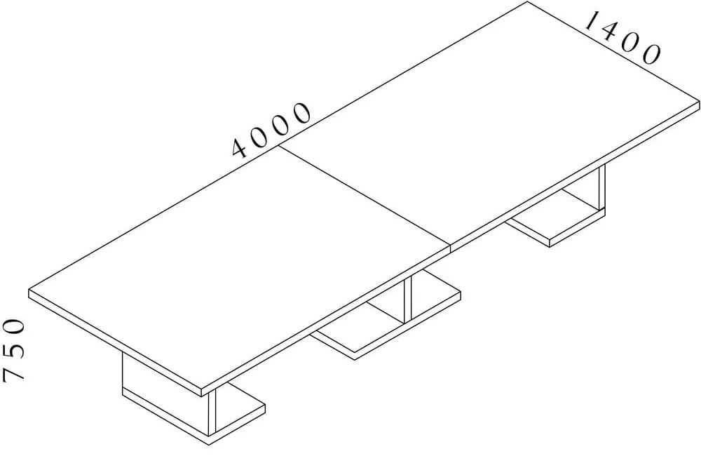 Masa de intalnire Lineart 400 x 140 cm, ulm deschis