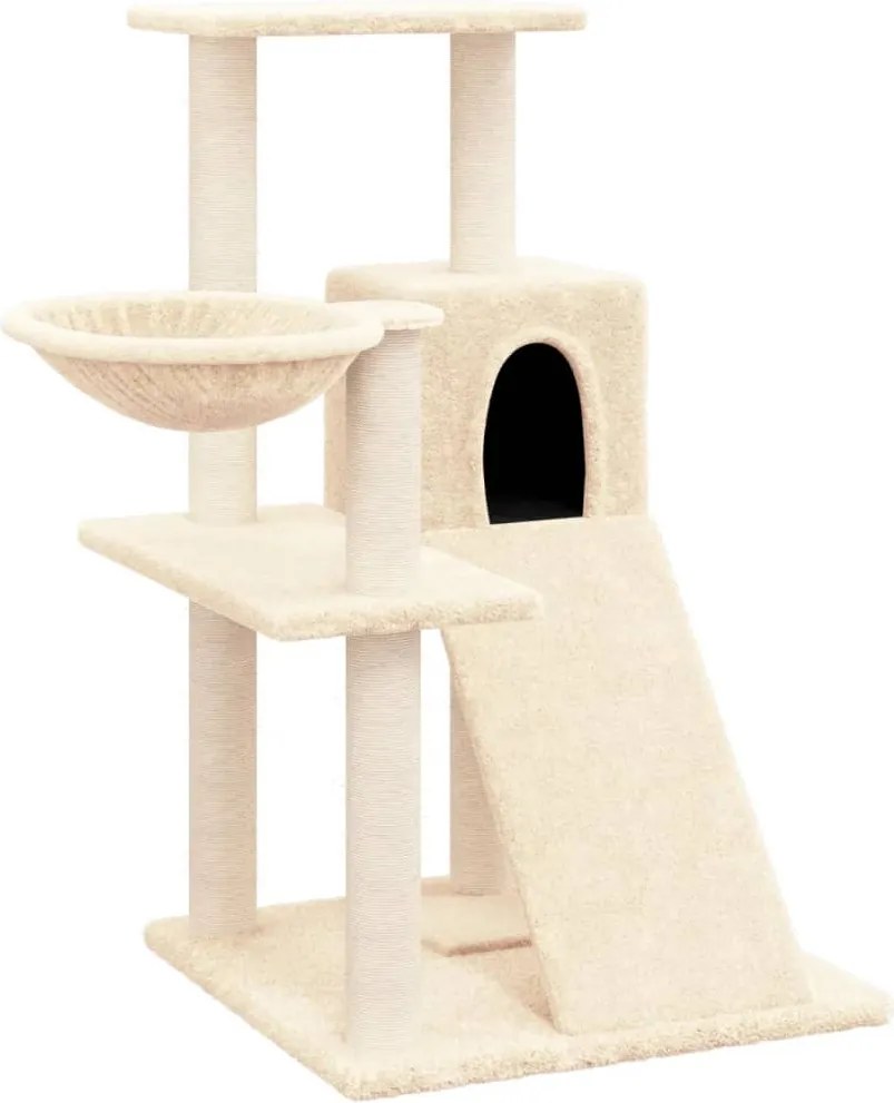 vidaXL Ansamblu de pisici cu stâlpi din funie de sisal, crem, 82 cm