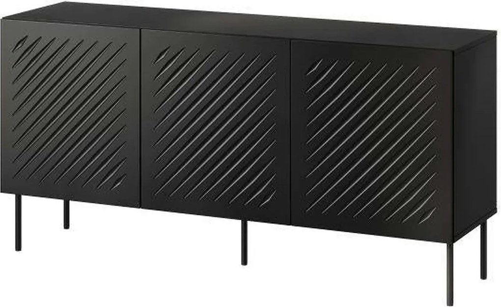 Comoda SIENA, negru, PAL laminat/metal, 151x40x75 cm