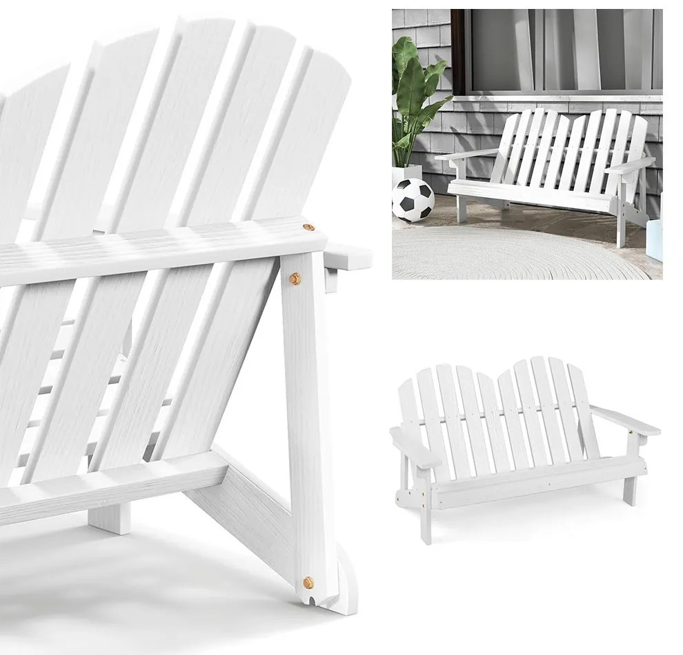 Scaun Adirondack pentru 2 persoane pentru copii, alb