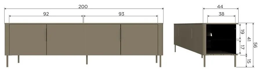 Comodă TV negru-mat din lemn de pin 154x56x44 cm Gunnar – WOOOD