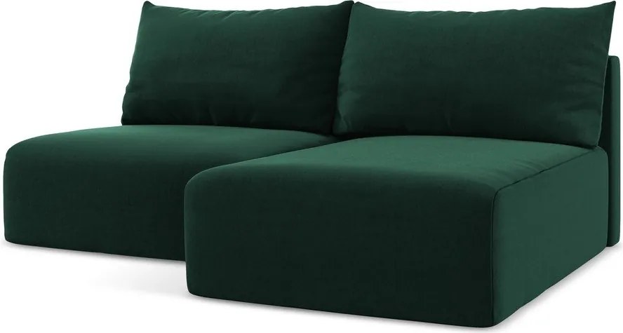 Colțar verde închis extensibil/cu spațiu de depozitare cu tapițerie din catifea (cu colț pe partea dreaptă/cu șezlong) Kalena – Makamii