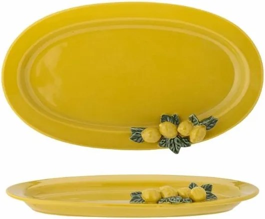 Platou oval din ceramică stoneware cu lămâi în relief, L36×W21×H5 cm, „Limone Serving Plate"