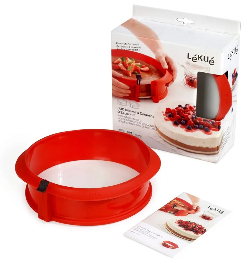 Formă din silicon pentru tort Lékué, ⌀ 23 cm, roșu