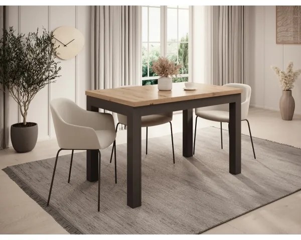 Masă extensibilă DOO, stejar Artisan / negru