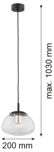 Lustră pe cablu Argon 4331 TRINI 1xE27/15W/230V d. 20 cm negru