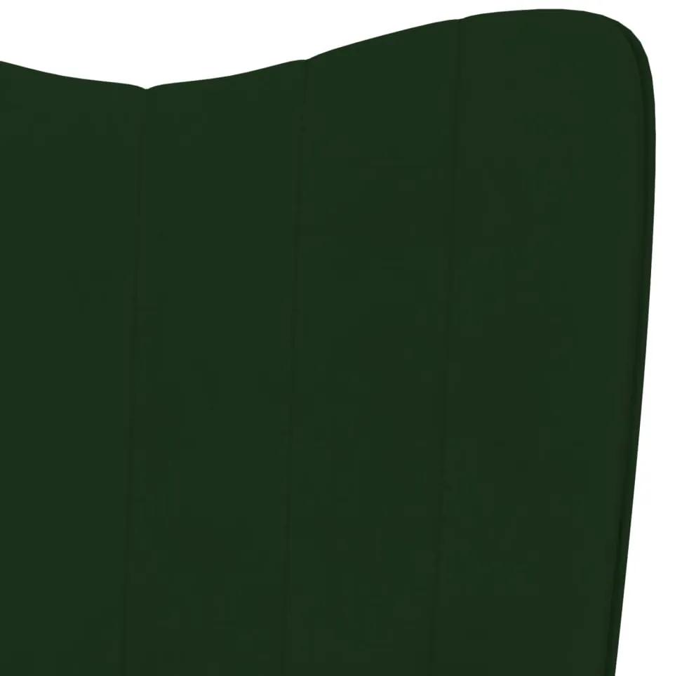Scaun balansoar cu taburet, verde inchis, catifea 1, Morkegronn, Cu suport de picioare