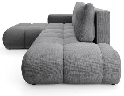 Colțar extensibil ALMADA, tapițat, cu spațiu de depozitare, orientare stânga, gri