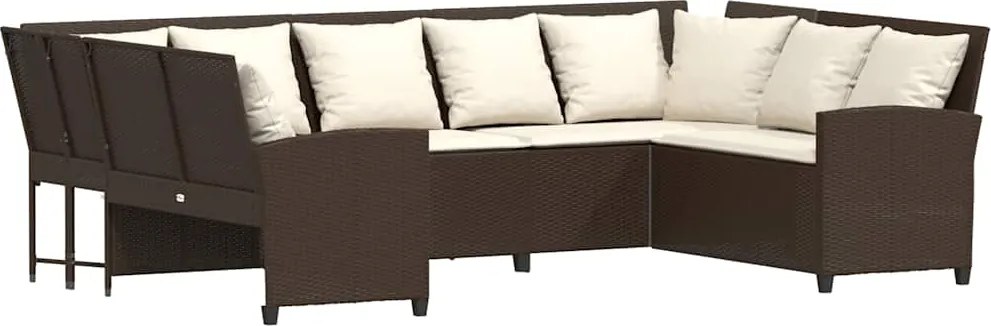 vidaXL Canapea de grădină cu perne din polirattan maro