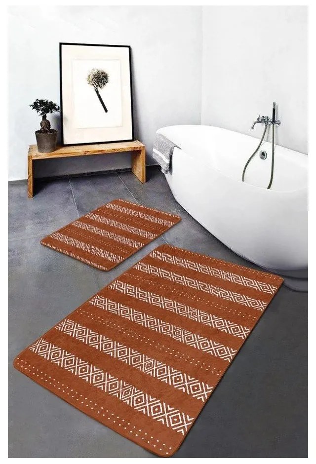 Covorașe de baie maro 2 buc. din catifea 60x100 cm – Mila Home