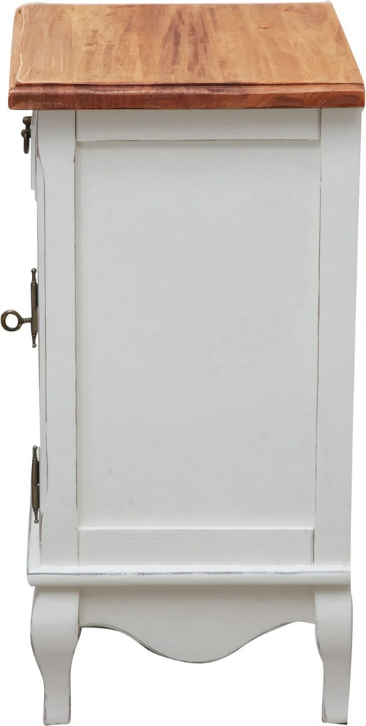 Noptiera, L46 36 H70 cm, alb antichizat natur, lemn masiv