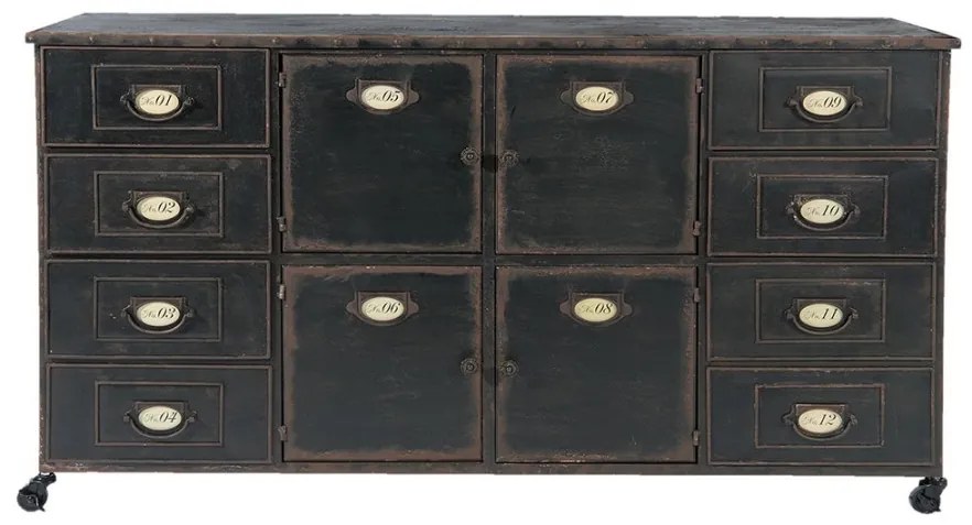 Comoda neagra, din metal, aspect vintage, Archivio