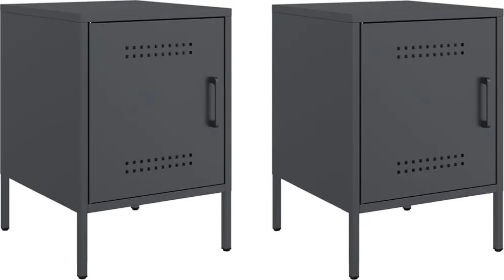 vidaXL Noptiere, 2 buc., antracit, 36x39x50,5 cm, oțel