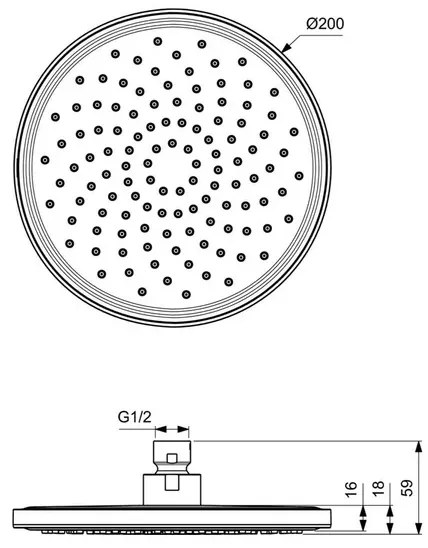 Palarie dus Ideal Standard IdealRain negru mat 200 mm