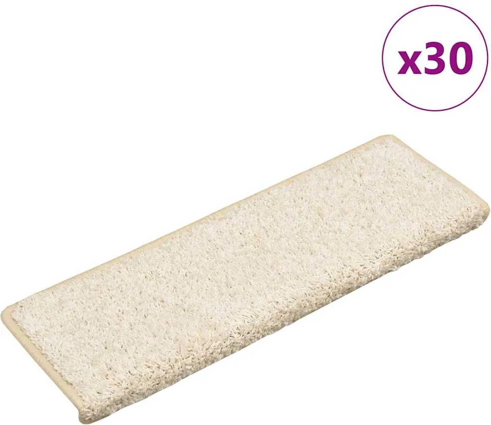vidaXL Covorașe pentru scări, 30 buc., 65x21x4 cm, margini dreptunghiulare, albe