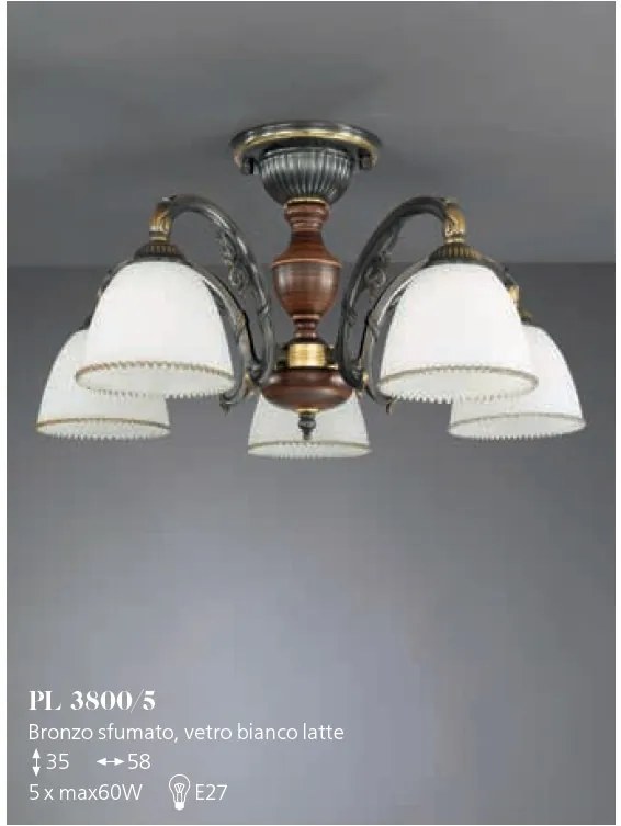 Lustra rustica aplicata cu 5 brate design italian 3800