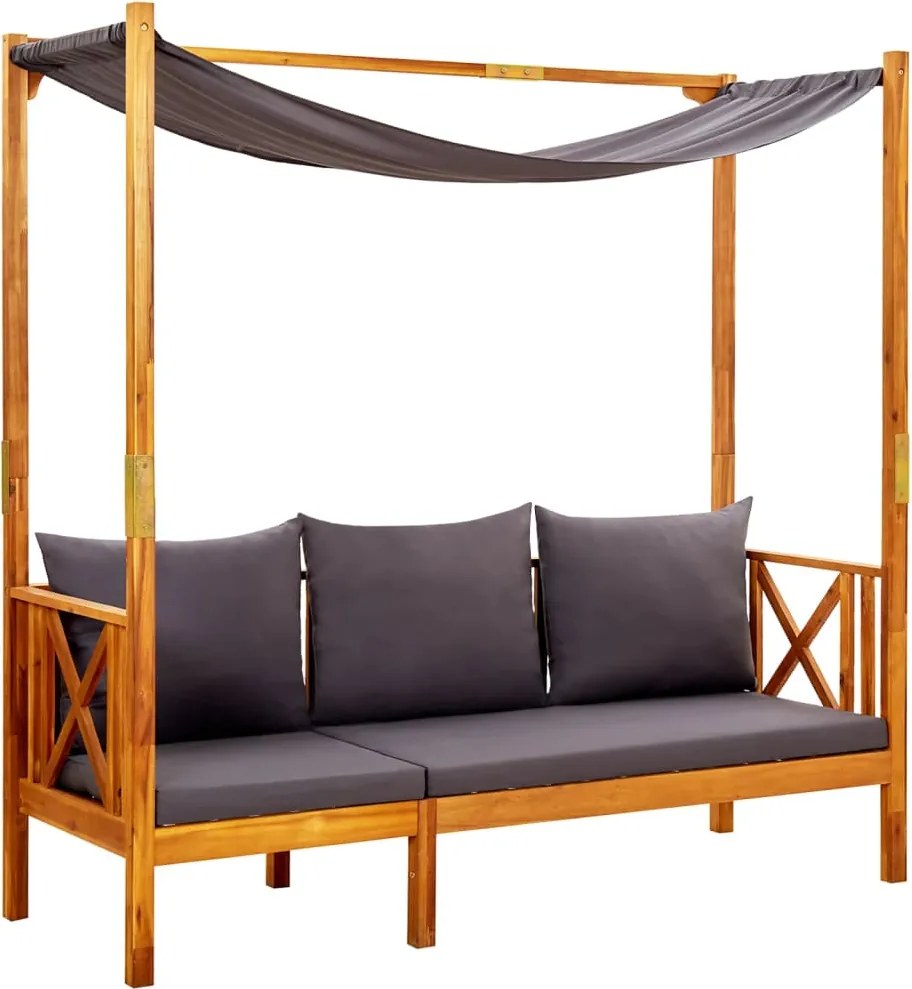 vidaXL Bancă de grădină cu copertină, lemn masiv de acacia