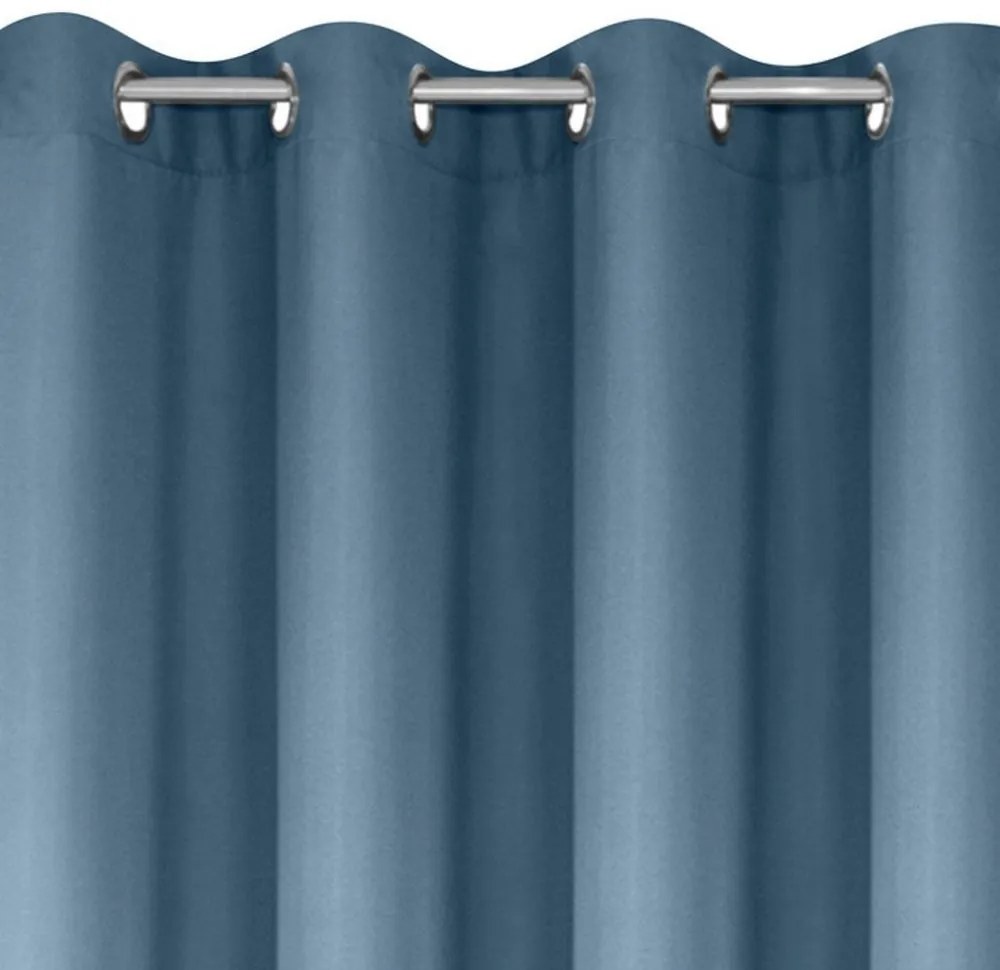 Draperie albastru închis cu inele metalice 140 x 250 cm