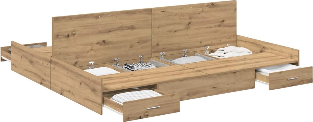 vidaXL Cadru de pat cu depozitare Stejar Artizanal 200 x 200 cm