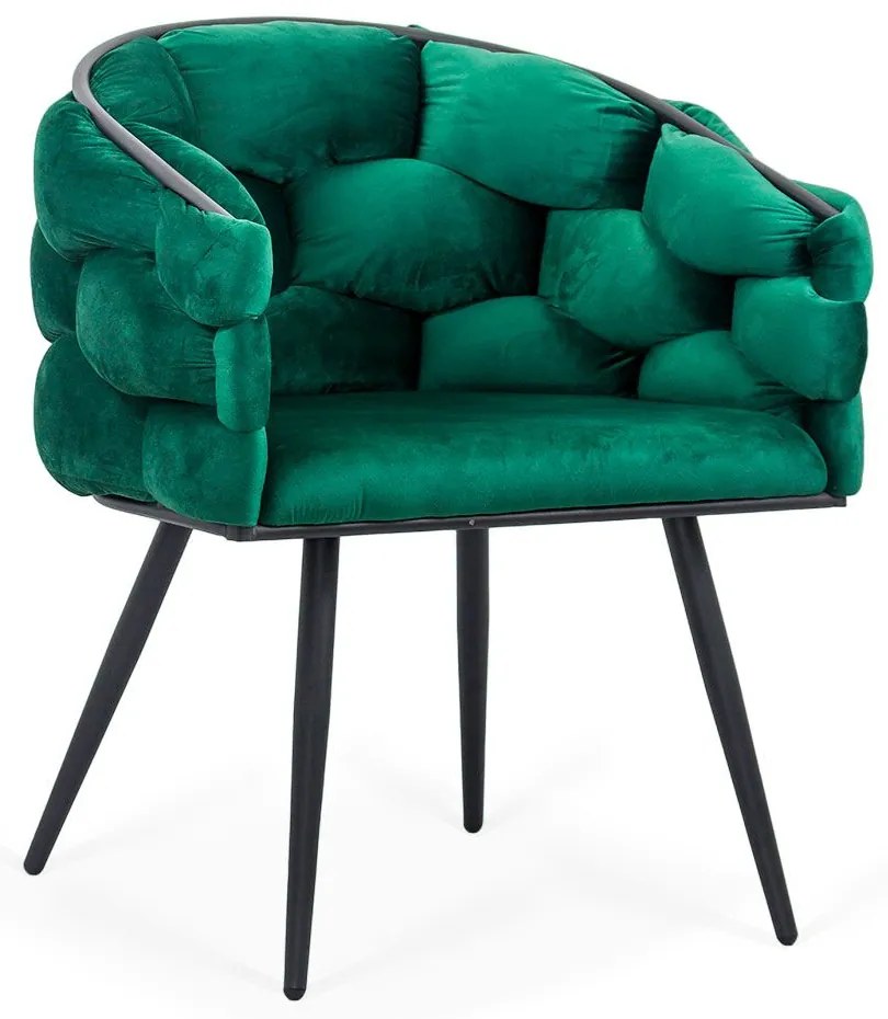 Scaun living modern din catifea si cadru metalic BUC 256 verde