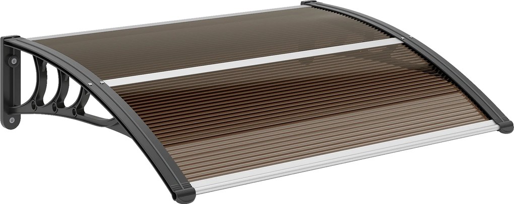 Outsunny Copertină Exterioară Impermeabilă și Anti-UV cu Placă Curbată, 75x120x23 cm, Maro și Negru | Aosom Romania