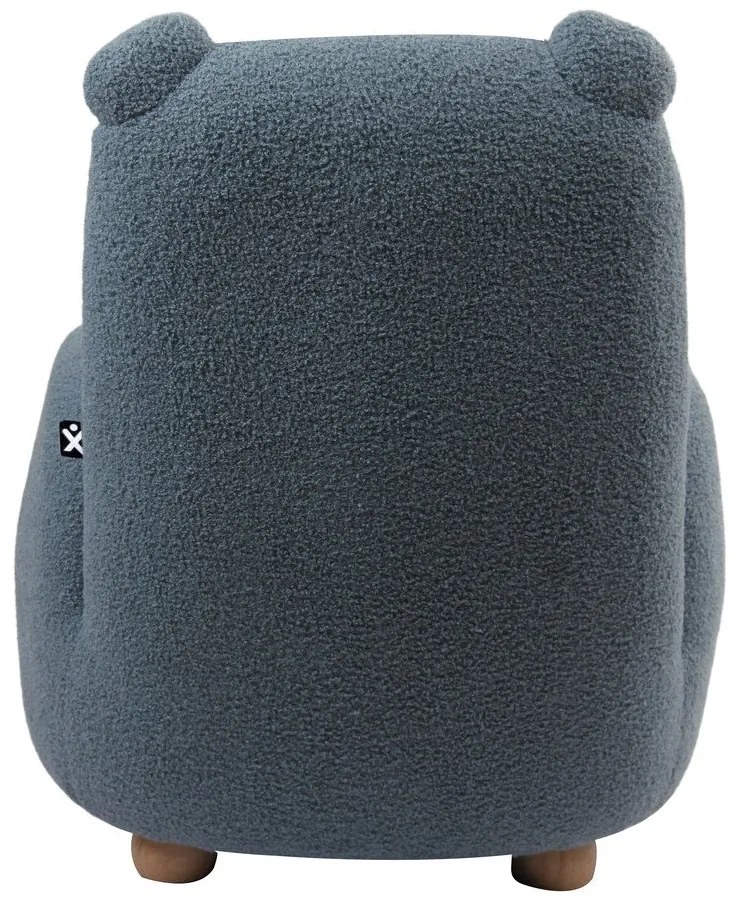 Fotoliu de copii albastru cu tapițerie din țesătură bouclé Rocky – Vipack