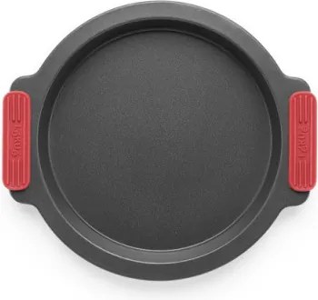 Tava pentru copt Lekue 1009447, Ø26,5 cm, Acoperire ceramica antiaderenta, Otel carbon, +4°C / +240°C, Negru/rosu