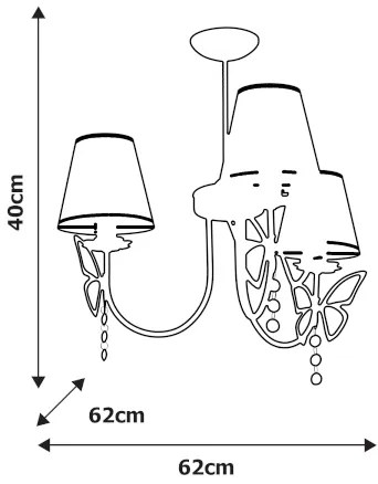 Lustră copii pe tijă CHARLOTTE 3xE14/40W/230V