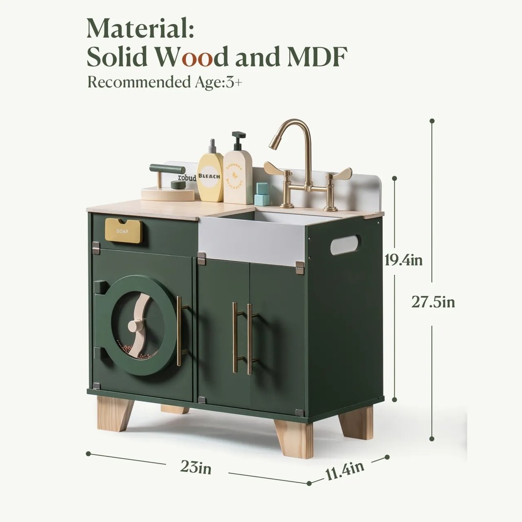 Set bucatarie copii din lemn Series Verde