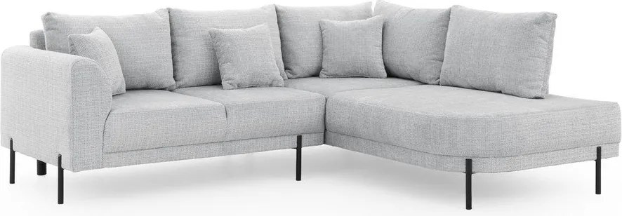 Colțar gri deschis cu tapițerie din chenille (cu colț pe partea dreaptă/în formă de ”L”) Mauris – Ropez