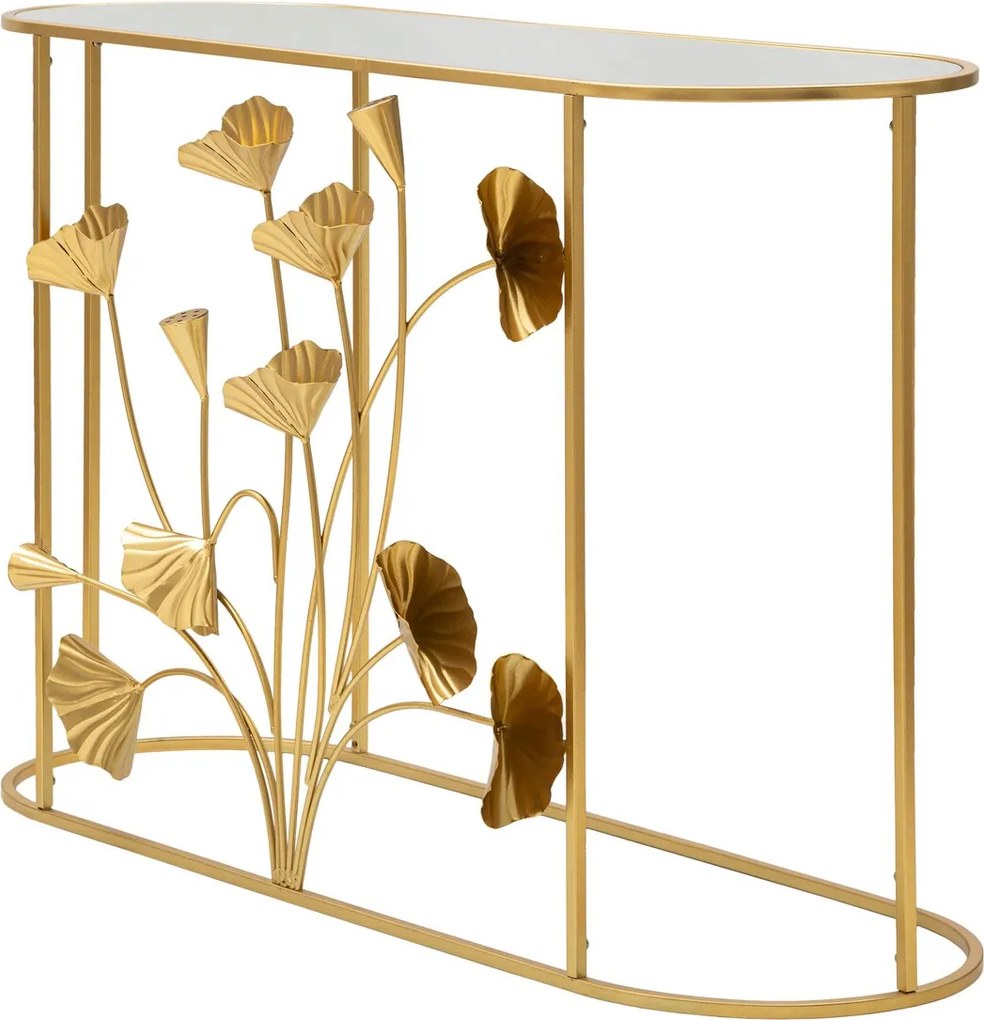 Consola, Flow, Mauro Ferretti, 120 x 40 x 80 cm, fier/MDF/oglinda, auriu